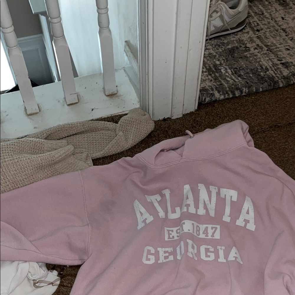 Jerzees Pink Hoodie with White Print